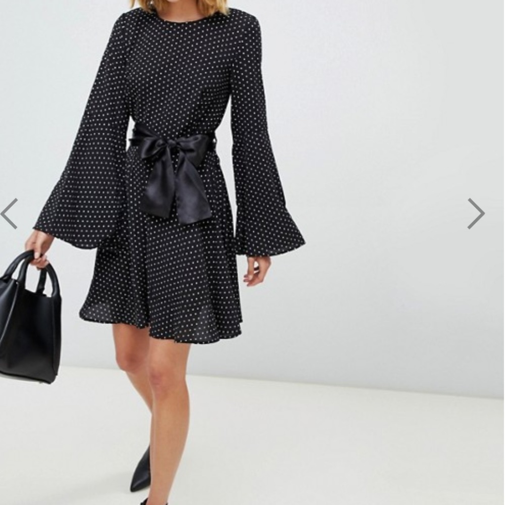 NWT ASOS polka dot long sleeve smock dress